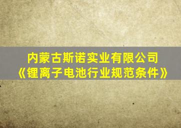 内蒙古斯诺实业有限公司 《锂离子电池行业规范条件》